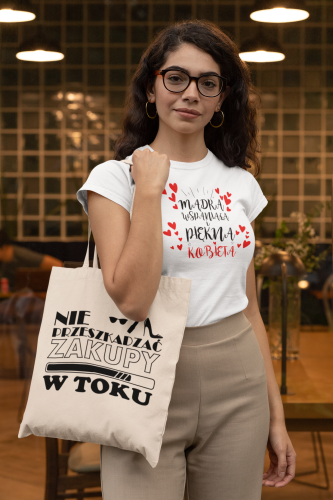 KOSZULKA DAMSKA PREZENT NA DZIEŃ KOBIET MĄDRA WSPANIAŁA I PIĘKNA KOBIETA TORBA GRATIS 8
