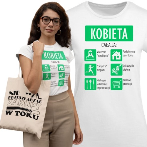 KOSZULKA DAMSKA PREZENT NA DZIEŃ KOBIET CAŁA JA TORBA GRATIS