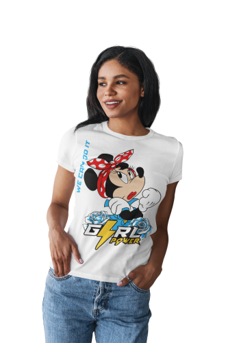 KOSZULKA DAMSKA PREZENT NA DZIEŃ KOBIET GIRL POWER MYSZKA MINNIE DISNEY TORBA GRATIS 4