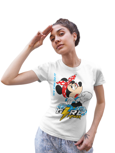KOSZULKA DAMSKA PREZENT NA DZIEŃ KOBIET GIRL POWER MYSZKA MINNIE DISNEY TORBA GRATIS 5