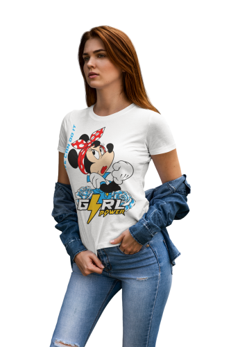 KOSZULKA DAMSKA PREZENT NA DZIEŃ KOBIET GIRL POWER MYSZKA MINNIE DISNEY TORBA GRATIS 6