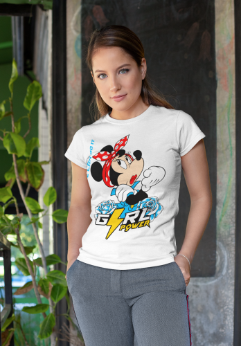 KOSZULKA DAMSKA PREZENT NA DZIEŃ KOBIET GIRL POWER MYSZKA MINNIE DISNEY TORBA GRATIS 7