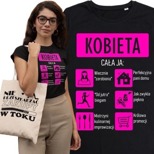 KOSZULKA DAMSKA PREZENT NA DZIEŃ KOBIET CAŁA JA TORBA GRATIS 1