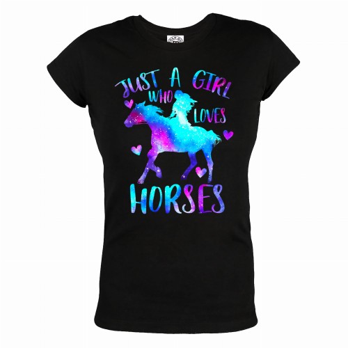 KOSZULKA DAMSKA DLA MIŁOŚNICZKI KONI JUST A GIRL WHO LOVES HORSES OMBRE 1