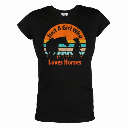 KOSZULKA DAMSKA DLA MIŁOŚNICZKI KONI JUST A GIRL WHO LOVES  HORSES 1