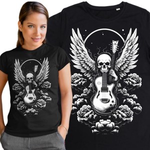 KOSZULKA DAMSKA MUZYCZNA ROCKOWA CZACHA GITARA ROCK'N'ROLL