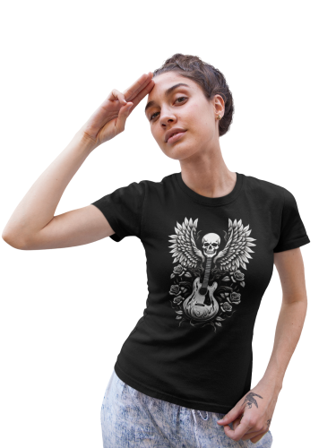 KOSZULKA DAMSKA MUZYCZNA ROCKOWA Z CZACHĄ GITARĄ I RÓŻAMI ROCK'N'ROLL 5