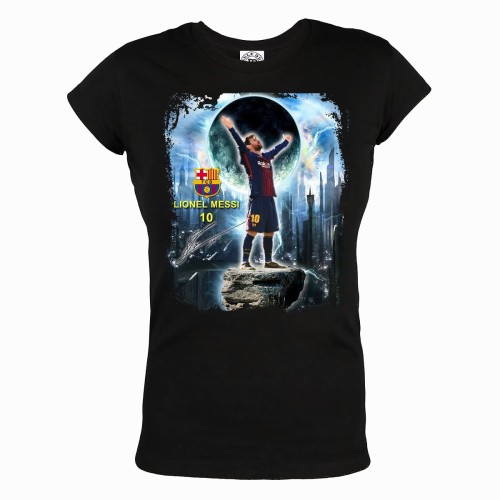 KOSZULKA DAMSKA DLA FANKI KIBICA PIŁKI NOŻNEJ FC BARCELONA BARCA LIONEL MESSI MOON 