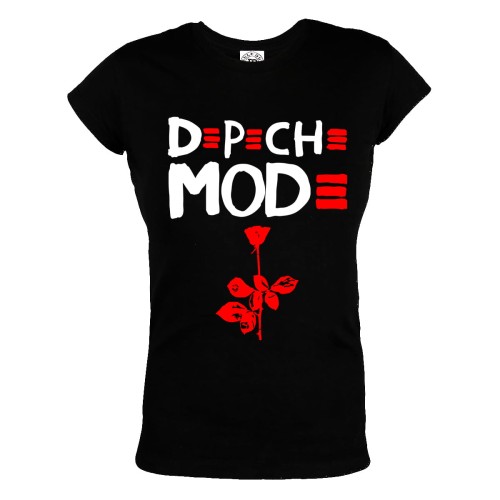 KOSZULKA DAMSKA MUZYCZNA DEPECHE MODE MUZYKA ELEKTRONICZNA ROCK RED ROSE 