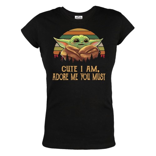 KOSZULKA DAMSKA FILMOWA STAR WARS GWIEZDNE WOJNY BABY YODA CUTE I AM ADORE ME YOU MUST 
