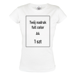DAMSKA KOSZULKA Z WŁASNYM NADRUKIEM GRAFIKĄ LOGO ZDJĘCIE BIAŁA