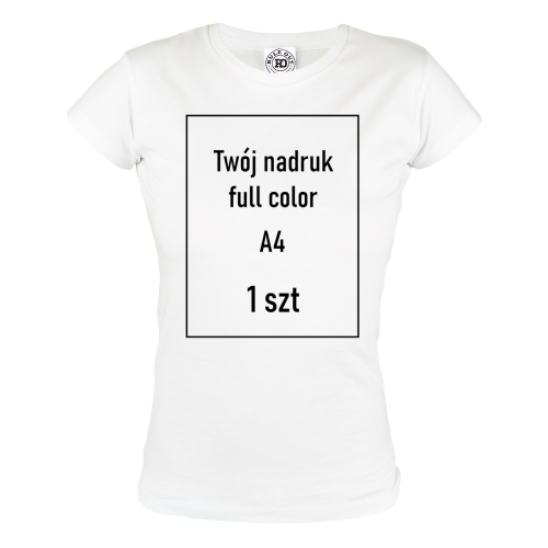 DAMSKA KOSZULKA Z WŁASNYM NADRUKIEM GRAFIKĄ LOGO ZDJĘCIE BIAŁA
