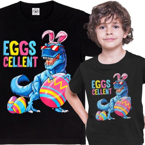 DZIECIĘCA KOSZULKA ŚWIĄTECZNA WIELKANOC DINOZAUR Z PISANKAMI 1