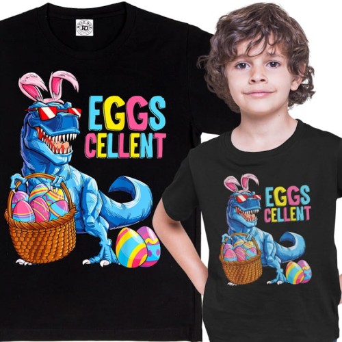 DZIECIĘCA KOSZULKA ŚWIĄTECZNA WIELKANOC DINOZAUR PISANKI EGGSCELLENT 1