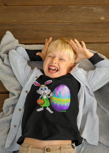 DZIECIĘCA KOSZULKA ŚWIĄTECZNA WIELKANOC EASTER ZAJĄCZEK MALUJĄCY PISANKĘ 9