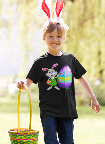 DZIECIĘCA KOSZULKA ŚWIĄTECZNA WIELKANOC EASTER ZAJĄCZEK MALUJĄCY PISANKĘ 7