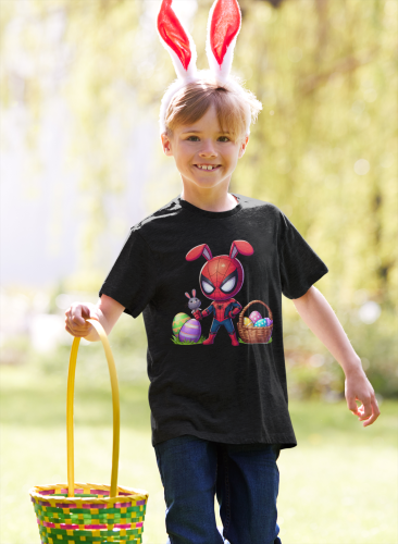 DZIECIĘCA KOSZULKA ŚWIĄTECZNA WIELKANOC WIELKANOCNY SPIDER MAN Z PISANKAMI 7