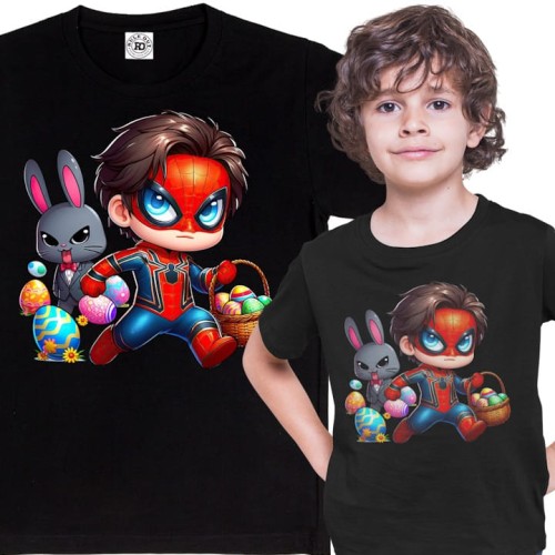 DZIECIĘCA KOSZULKA ŚWIĄTECZNA WIELKANOC SPIDER MAN Z KOSZYCZKIEM Z PISANKAMI 1