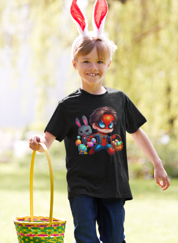 DZIECIĘCA KOSZULKA ŚWIĄTECZNA WIELKANOC SPIDER MAN Z KOSZYCZKIEM Z PISANKAMI 7