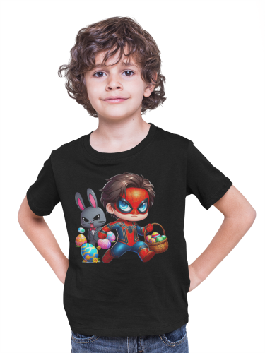 DZIECIĘCA KOSZULKA ŚWIĄTECZNA WIELKANOC SPIDER MAN Z KOSZYCZKIEM Z PISANKAMI 3