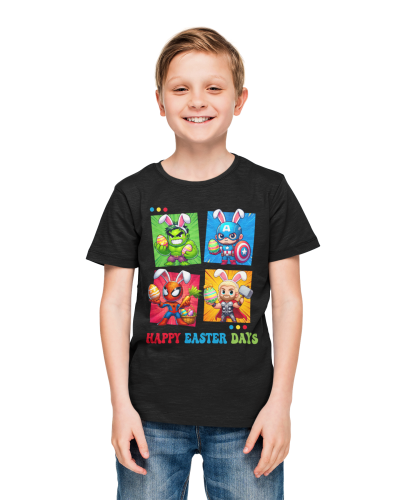 DZIECIĘCA KOSZULKA ŚWIĄTECZNA WIELKANOC HAPPY EASTER DAYS BOHATEROWIE MARVELA 6