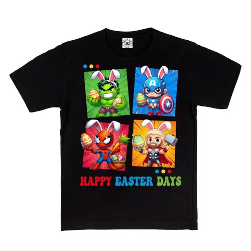 DZIECIĘCA KOSZULKA ŚWIĄTECZNA WIELKANOC HAPPY EASTER DAYS BOHATEROWIE MARVELA 2