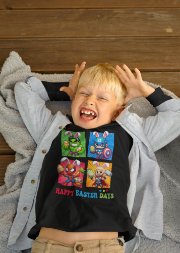 DZIECIĘCA KOSZULKA ŚWIĄTECZNA WIELKANOC HAPPY EASTER DAYS BOHATEROWIE MARVELA 8