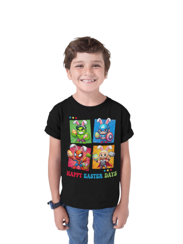 DZIECIĘCA KOSZULKA ŚWIĄTECZNA WIELKANOC HAPPY EASTER DAYS BOHATEROWIE MARVELA 4