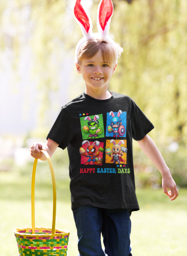 DZIECIĘCA KOSZULKA ŚWIĄTECZNA WIELKANOC HAPPY EASTER DAYS BOHATEROWIE MARVELA 7