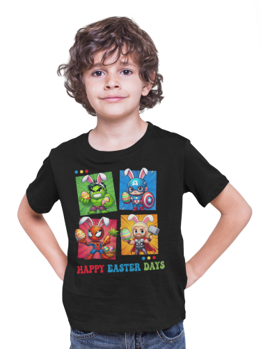 DZIECIĘCA KOSZULKA ŚWIĄTECZNA WIELKANOC HAPPY EASTER DAYS BOHATEROWIE MARVELA 3