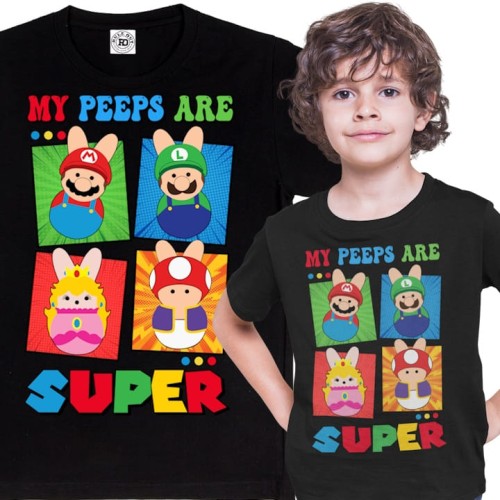 DZIECIĘCA KOSZULKA ŚWIĄTECZNA WIELKANOC SUPER MARIO BROS POSTACIE