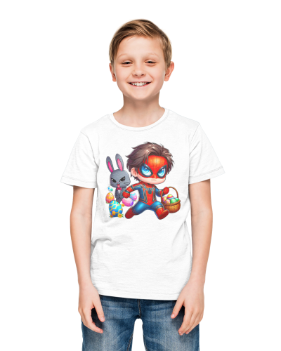 DZIECIĘCA KOSZULKA ŚWIĄTECZNA WIELKANOC SPIDER MAN Z KOSZYCZKIEM Z PISANKAMI 6