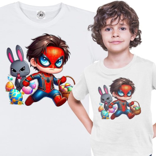 DZIECIĘCA KOSZULKA ŚWIĄTECZNA WIELKANOC SPIDER MAN Z KOSZYCZKIEM Z PISANKAMI 1