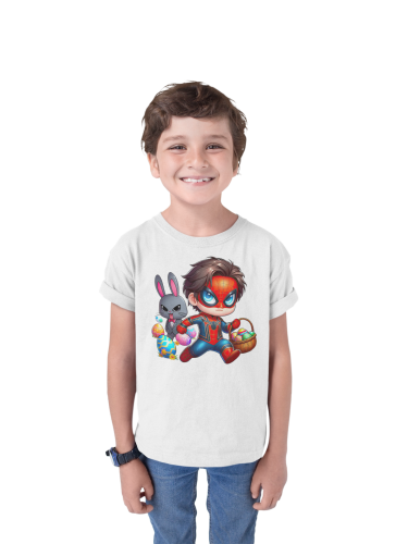 DZIECIĘCA KOSZULKA ŚWIĄTECZNA WIELKANOC SPIDER MAN Z KOSZYCZKIEM Z PISANKAMI 4