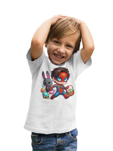 DZIECIĘCA KOSZULKA ŚWIĄTECZNA WIELKANOC SPIDER MAN Z KOSZYCZKIEM Z PISANKAMI 5