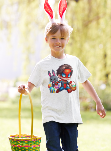 DZIECIĘCA KOSZULKA ŚWIĄTECZNA WIELKANOC SPIDER MAN Z KOSZYCZKIEM Z PISANKAMI 7