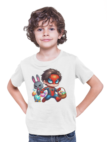 DZIECIĘCA KOSZULKA ŚWIĄTECZNA WIELKANOC SPIDER MAN Z KOSZYCZKIEM Z PISANKAMI 3