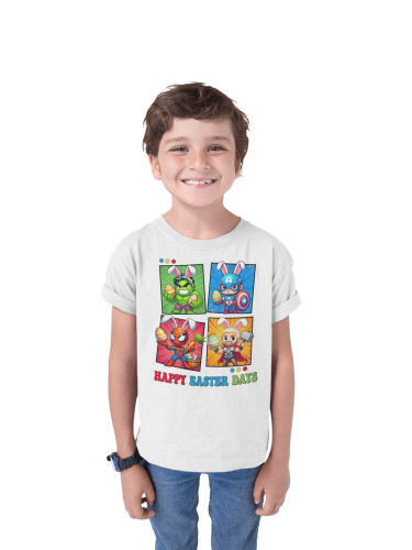 DZIECIĘCA KOSZULKA ŚWIĄTECZNA WIELKANOC HAPPY EASTER DAYS BOHATEROWIE MARVELA 4