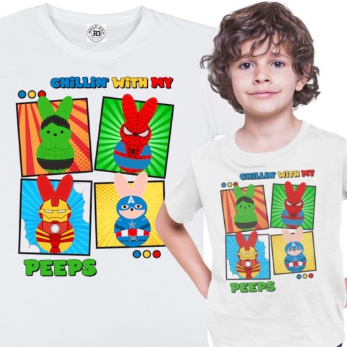 DZIECIĘCA KOSZULKA ŚWIĄTECZNA WIELKANOC BOHATEROWIE MAVELA PISANKI 1