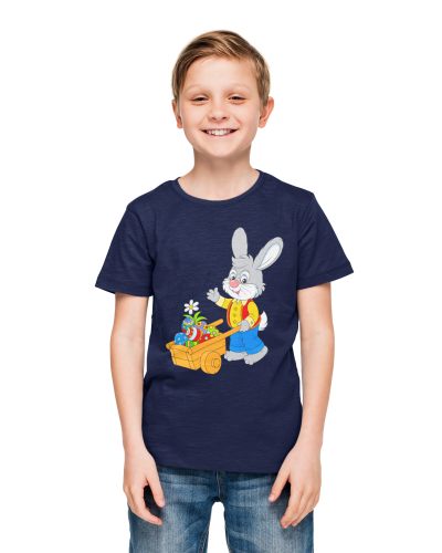 DZIECIĘCA KOSZULKA ŚWIĄTECZNA WIELKANOC ZAJĄCZEK Z TACZKĄ Z PISANKAMI 4