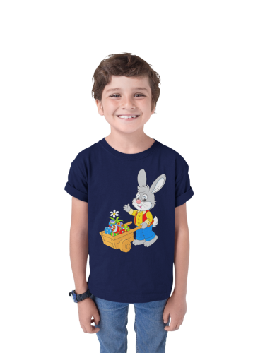 DZIECIĘCA KOSZULKA ŚWIĄTECZNA WIELKANOC ZAJĄCZEK Z TACZKĄ Z PISANKAMI 5
