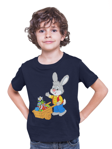 DZIECIĘCA KOSZULKA ŚWIĄTECZNA WIELKANOC ZAJĄCZEK Z TACZKĄ Z PISANKAMI 3