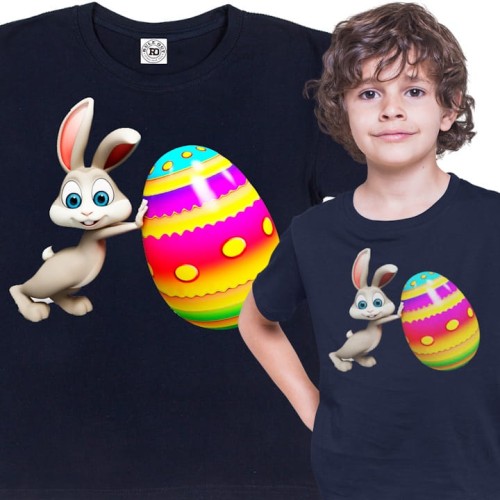 DZIECIĘCA KOSZULKA ŚWIĄTECZNA WIELKANOC KRÓLICZEK ZAJĄCZEK WIELKANOCNY  Z PISANKĄ 1