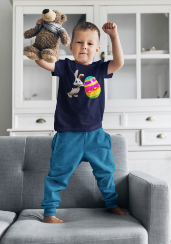 DZIECIĘCA KOSZULKA ŚWIĄTECZNA WIELKANOC KRÓLICZEK ZAJĄCZEK WIELKANOCNY  Z PISANKĄ 10