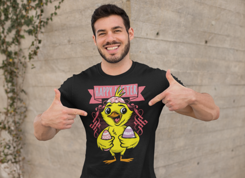 KOSZULKA MĘSKA NA WIELKANOC HAPPY EASTER KURCZACZEK Z PISANKAMI 8