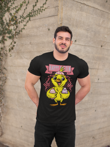 KOSZULKA MĘSKA NA WIELKANOC HAPPY EASTER KURCZACZEK Z PISANKAMI 7