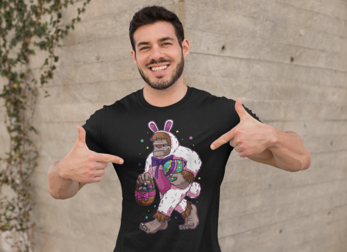 KOSZULKA MĘSKA NA WIELKANOC YETI EGG HUNTING BUNNY PISANKI EASTER92 9