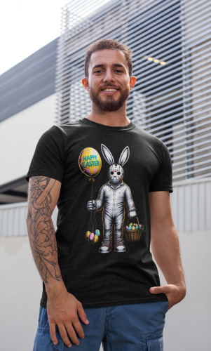 KOSZULKA MĘSKA NA WIELKANOC HAPPY EASTER ZAJĄCZEK Z HORRORU 9