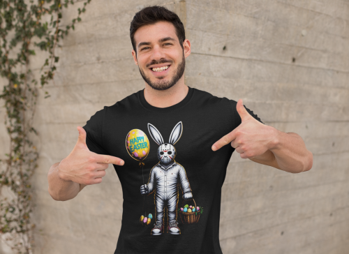 KOSZULKA MĘSKA NA WIELKANOC HAPPY EASTER ZAJĄCZEK Z HORRORU 10