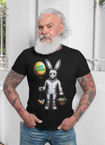 KOSZULKA MĘSKA NA WIELKANOC HAPPY EASTER ZAJĄCZEK Z HORRORU 7